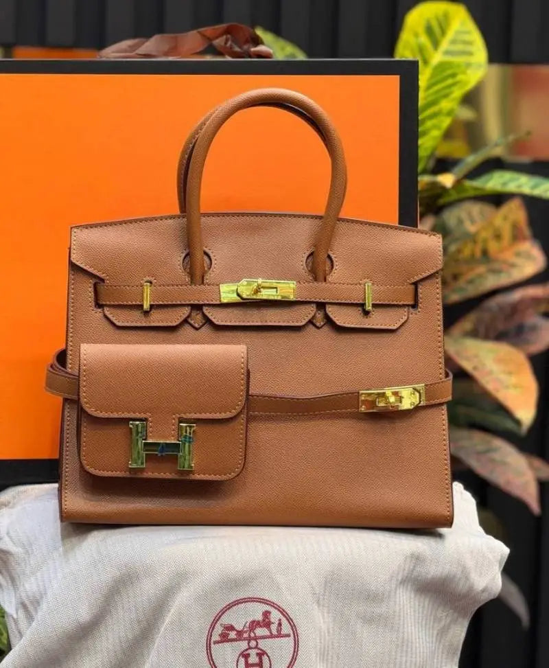 Hermezs_Birkin 30 Brown features structured leather With Original Box Extra pouch 2 Strap 3039