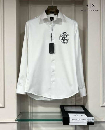 Arman i Exchange White Snake Print Shirt With Premium Box Packing And Carry Bag