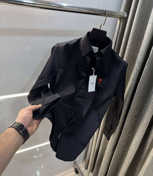 Ami Paris Black Embroidery Logo Premium Shirt
