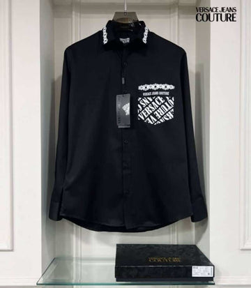 Versac e Black Printed Premium Shirt With Bo-x Packing And Carry Bag