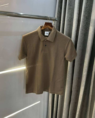 Zar a Brown Premium Knitted Classic Polo T-Shirt With Bo-X Packing