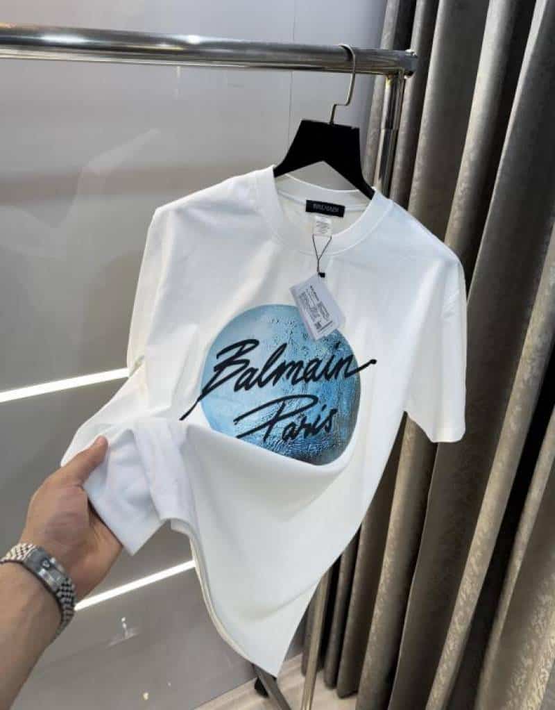 Balmai n Paris White Logo Print Imported Oversized T-Shirt