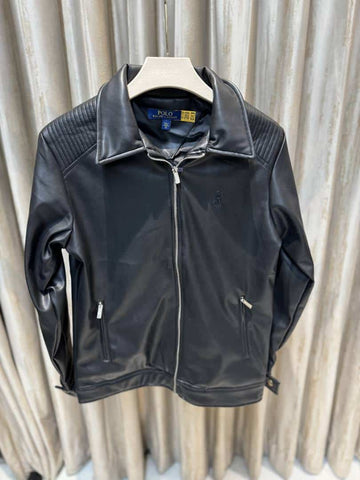 POLO RALPH LAURE_N BLACK LEATHER JACKET AVAILABLE IN ULTRA PREMIUM QUALITY