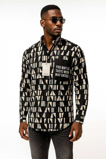 PREMIUM BLACK PULL & BEAR DESIGNER & PARTY WEAR SHIRT