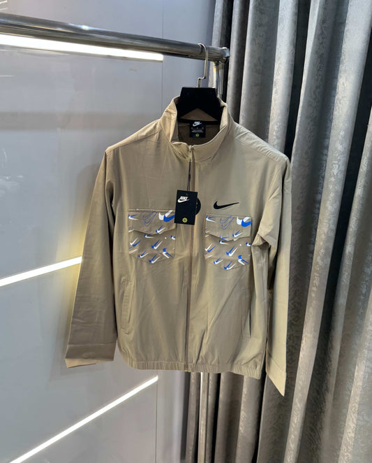 Nik e Beige Imported Premium Bomber Jacket