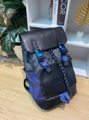 Coach_Rivington_Backpack_Colorblock_Black_Blue_Signature_Canvas_Unisex_Backpack_With_Dust_Cover_058-1_Black_Blue