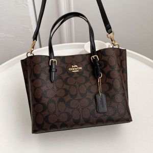 Coach_Mollie_Tote_25_Signature_Canvas_Coffee_Black_Leather_With_Dust_Cover_&_Carry_Bag_Coffee_Black