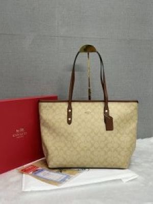 Coach_Signature_City_Tote_Bag_With_OG_Red_Box_(55398_Apricot_Caramel)