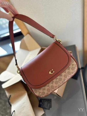 Coach_Crossbody_Bag_Signature_Canvas_Coach_Monogrammed_Flap_Bag_With_OG_Box_&_Dust_Cover_Carry_Bag_Caramel_Brown_C803