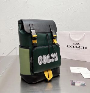 Coach_Track_Backpack_Colorblock_Jungle_Green_Signature_Canvas_&_High_Quality_Leather_With_Dust_Cover_&_Carry_Bag_G69120
