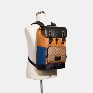 Coach_Track_Backpack_Colorblock_Signature_Canvas_&_High_Quality_Leather_With_Dust_Cover_&_Carry_Bag_O2712