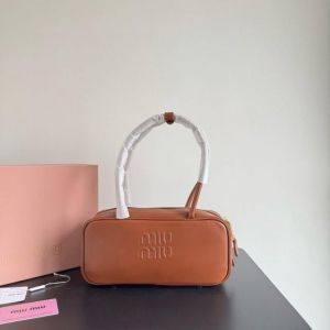 Miu Miu Beau Leather Brown Top-Handle Bag With Dust Bag Brown 502-1 Sale