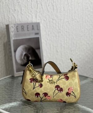 Coach_Teri_Shoulder_Bag_Signature_Canvas_Cherry_Print_Flower_Rice_With_OG_Box_Dust_Cover_Carry_Bag_88075