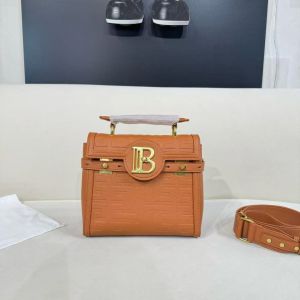 Balmain_B-Buzz_23_Leather_Tote_Bag_With_OG_Box_&_Dust_Bag_Litchi_Grain_Brown