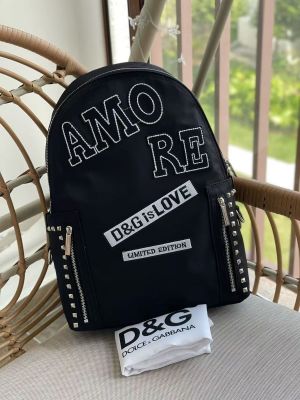 Dolce_&_Gabbana_Nylon_Black_Stud_Embroidery_Unisex_Backpack_With_Dust_Bag_DG11_Black
