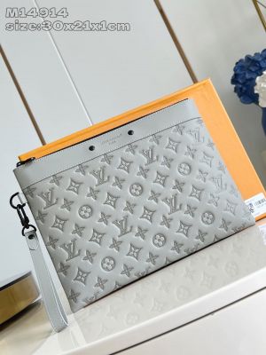 Louis_Vuitton_Pochette_To-Go_Monogram_Washed_Leather_Grey_Clutch_Bags_Grey_14914_With_OG_Box_&_Dust_Bag