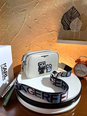 Karl Lagerfeld K-Ikonik Camera Crossbody Bag With OG Box & Dust Bag (White) KB016