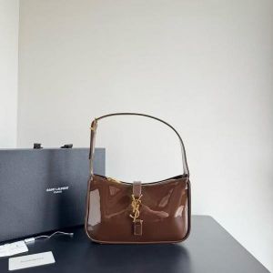 Ysl Saint Laurent Coffee Leather Shoulder Bag With OG Box & Dust Bag 903-2 Coffee