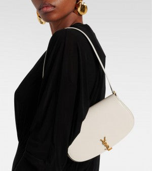 YSL Saint Laurent Voltaire Leather Shoulder Bag With OG Box & Dust Bag (Y168 White)