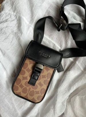 Coach_Racer_Phone_Crossbody_Bag_Brown_Canvas_With_OG_Box_Dust_Bag_CT885