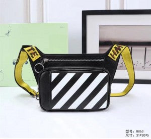 Off-White Unisex New Cowhide Chest Bag Waist Bag Shoulder Bag With Dust Bag - 252 Zebra