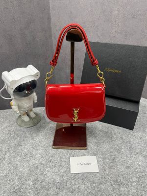 Ysl Saint Laurent Voltaire Top Handle In Patent Leather Red 517