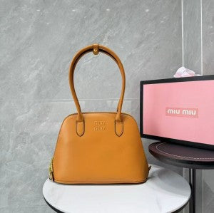 Miu Miu Embossed-Logo Medium Tote Bag With Dust Bag (3005 Brown)