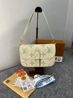 Louis_Vuitton_Lv_Diane Monogram Empreinte Leather With OG Box & Dust Bag (Creme Emerald Green M46583)