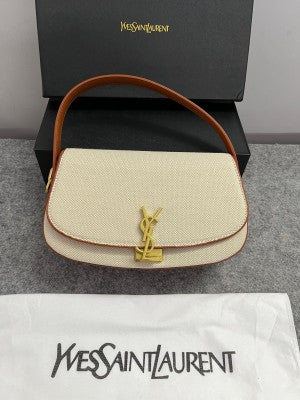 YSL Saint Laurent Voltaire Leather Shoulder Bag With OG Box & Dust Bag (83-1 Canvas Brown)