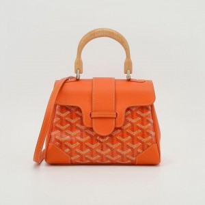 Goyard Orange Goyardine Coated Canvas and Leather Mini Saigon Top Handle Bag With Dust Bag