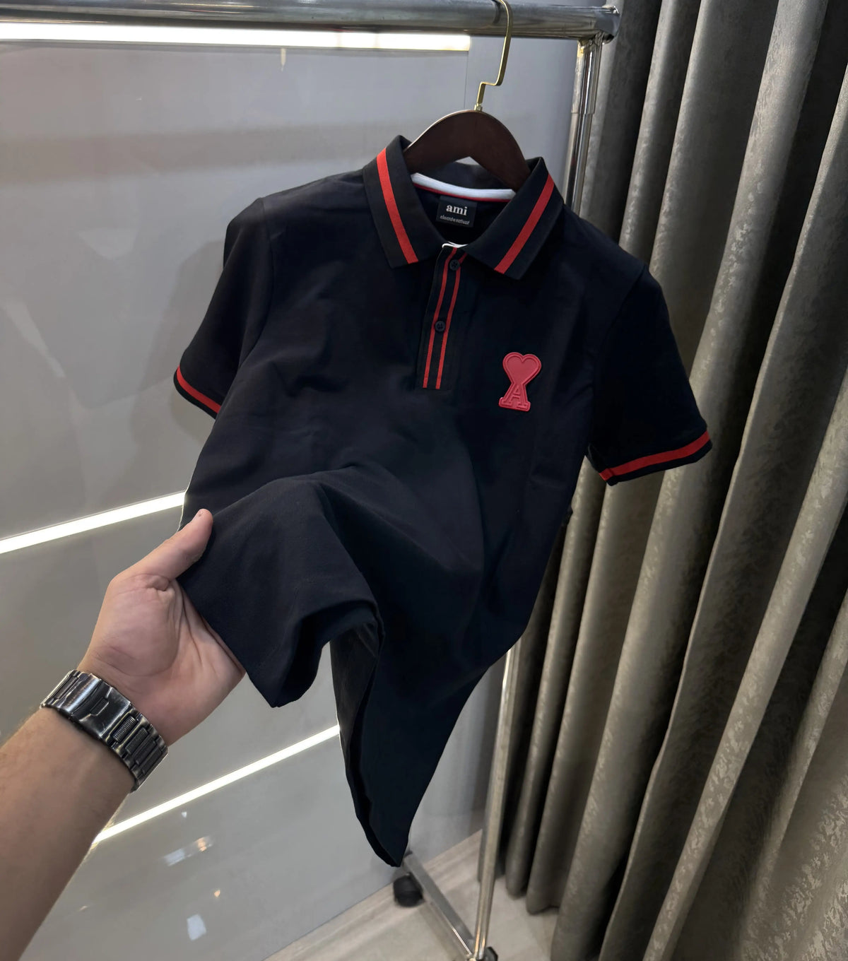 Ami Paris Black Premium Polo T-Shirt