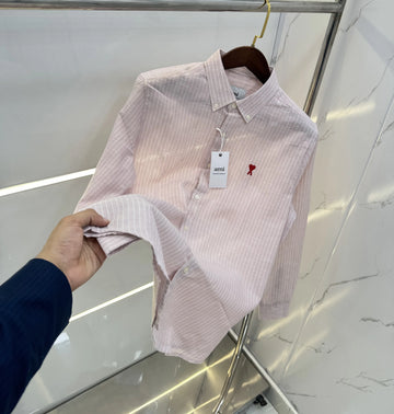 Ami Paris Pink Embroidery Logo Work Premium Shirt