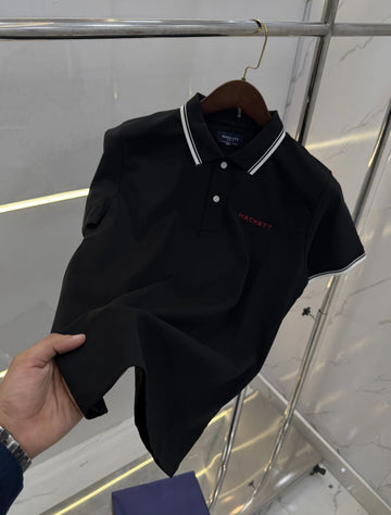 Hacket Black Embroidery Work Premium Polo T-shirt With Box