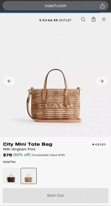 Coacch City Mini Tote Bag With Gingham Print Premium Quality