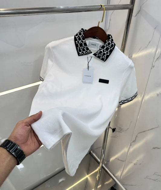 Coac h White Imported Polo T-Shirt