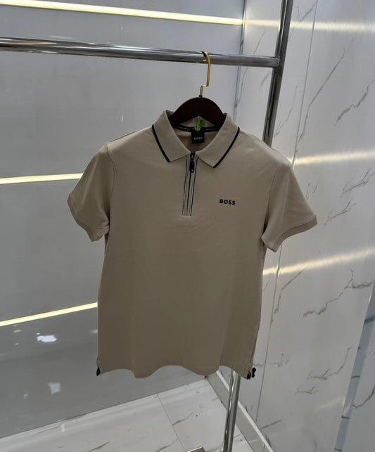 Hugo Bos s Beige Logo Work Premium Polo T-shirt