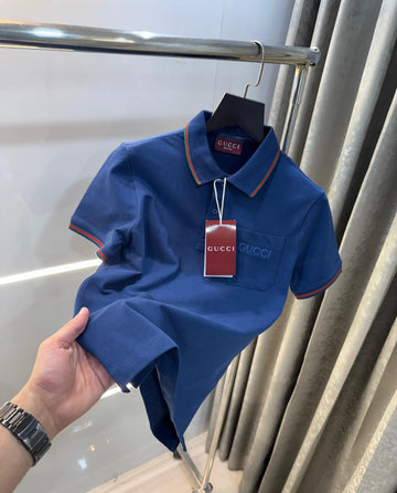 Gucc i Blue Collar Look Premium Polo T-Shirt