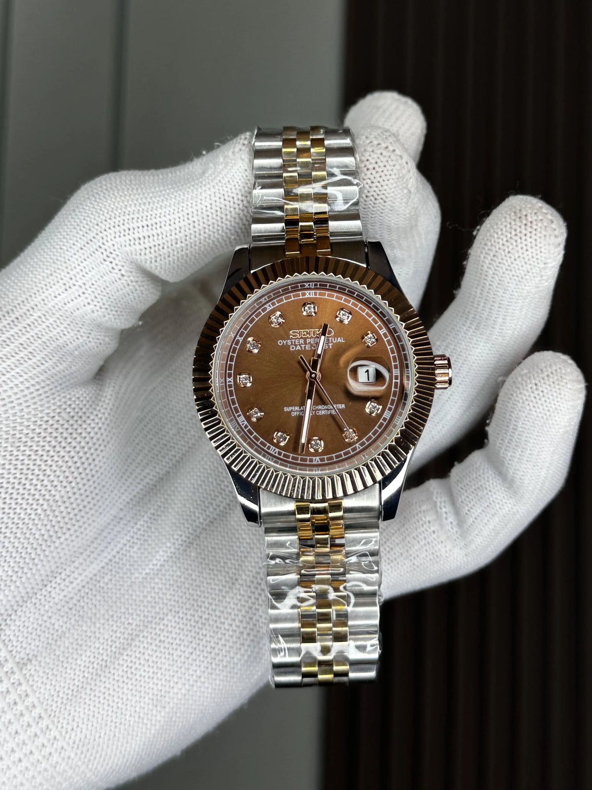 Seik o Datejust Dual Brown Premium Watch