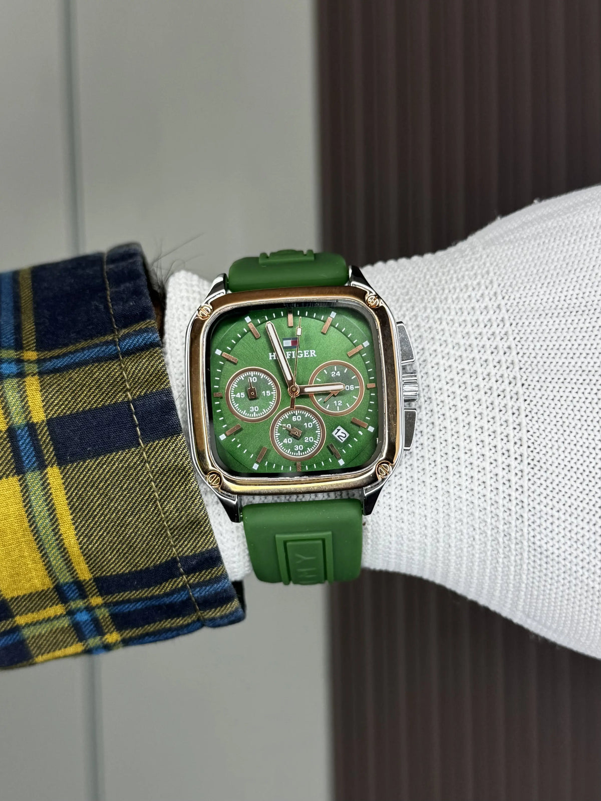 Tommy Hilfige r Copper Green Square Premium Chronograph Watch