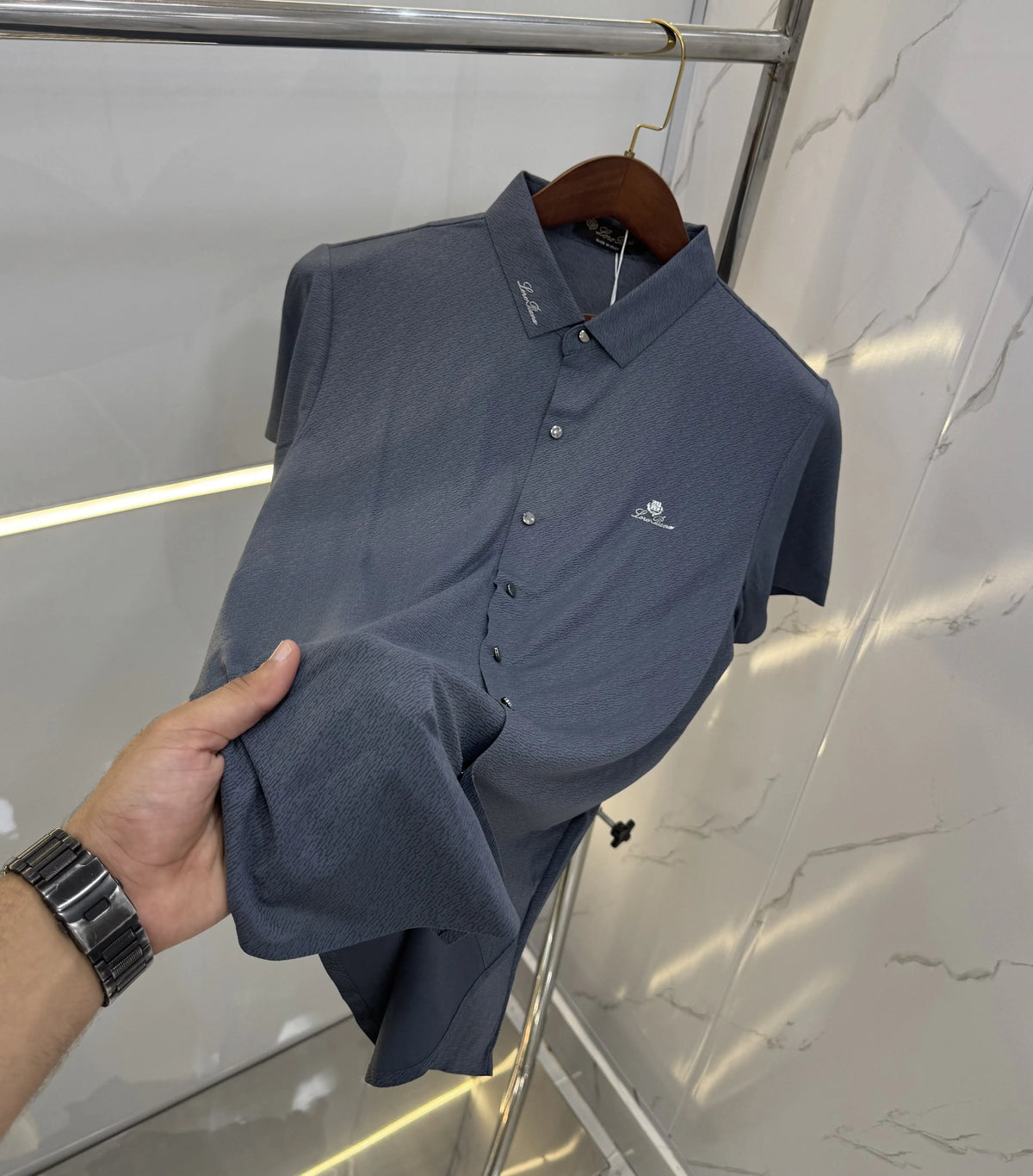Lor o Piana Dark Grey Imported Luxury Shirt