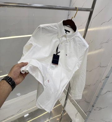 Tommy Hilfiger White Embroidery Logo Premium Shirt