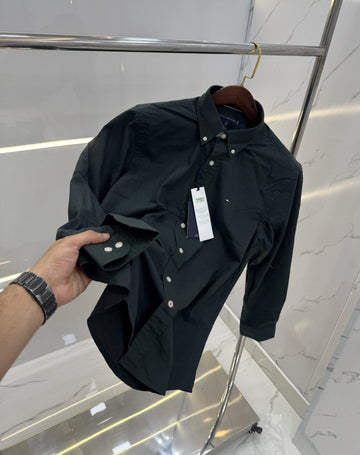 Tommy Hilfiger Bottle Green Embroidery Logo Premium Shirt