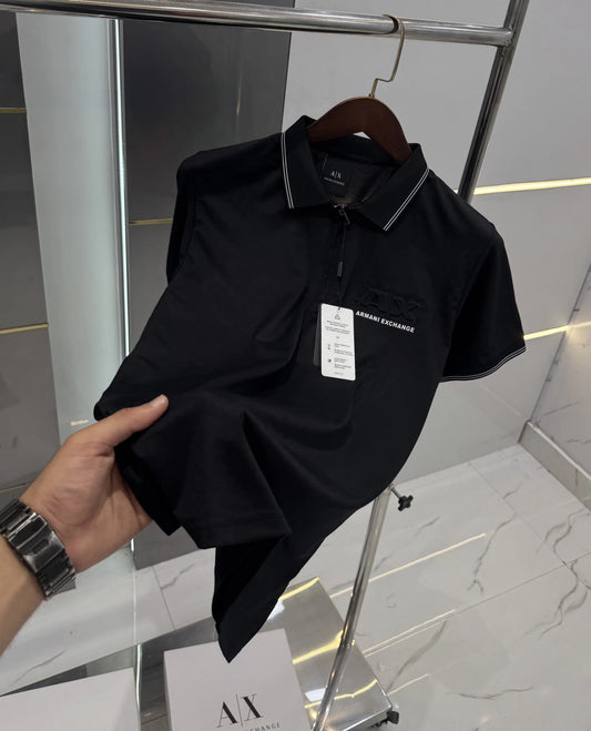 Arman i Exchange Black Embossed Logo Premium Polo T-shirt With Box