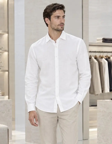 Loro Piana White Embroidery Logo Work Premium Shirt