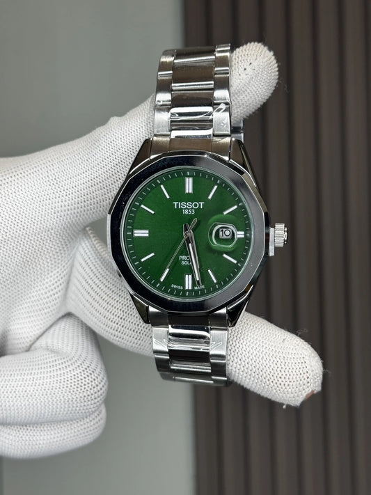 Tisso t Prc100 Silver Green Premium Watch