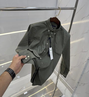 Tommy Hilfiger Olive Embroidery Logo Premium Shirt