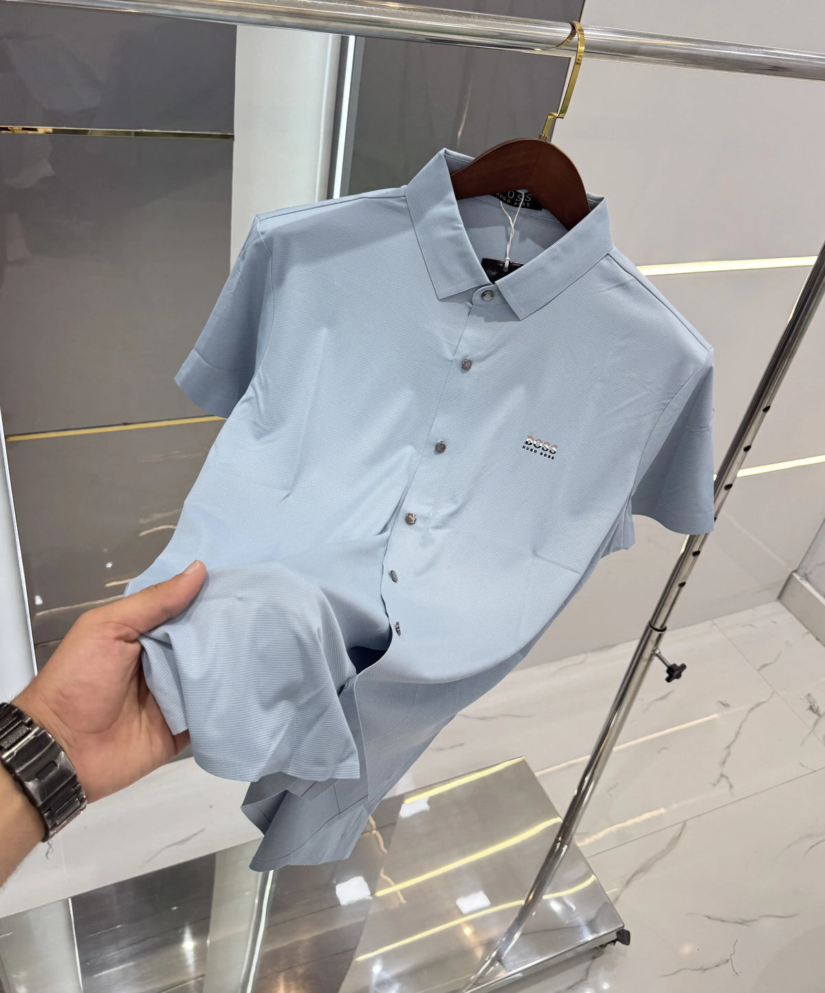 Hugo Bos s Sky Blue Imported Luxury Polo T-Shirt