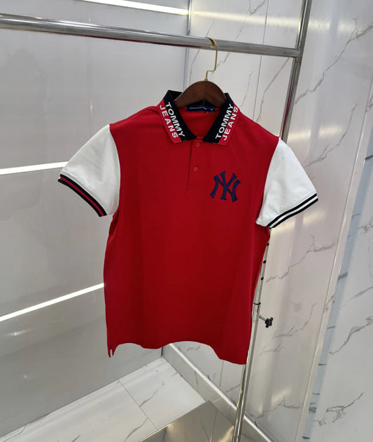 Tommy Hilfige r Red Logo Work  Premium Polo T-Shirt