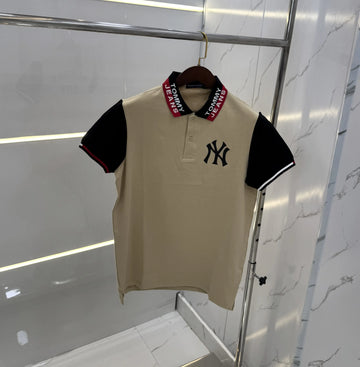 Tommy Hilfige r Beige Logo Work  Premium Polo T-Shirt