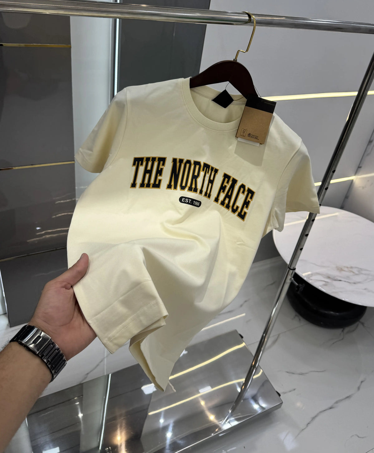 The North Face Cream Logo Print Premium T-Shirt